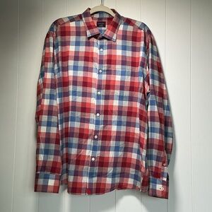 Untuckit Shirt Mens XL Long Sleeve Button Front Casual Plaid 100% Cotton